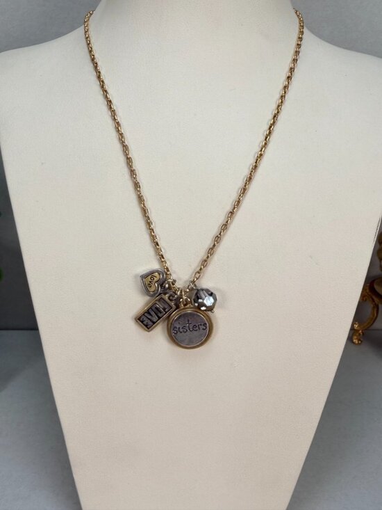Brighton Jewelry - Brighton Sisters Love Charm Necklace Gold Tone Heart Dangle Pendant